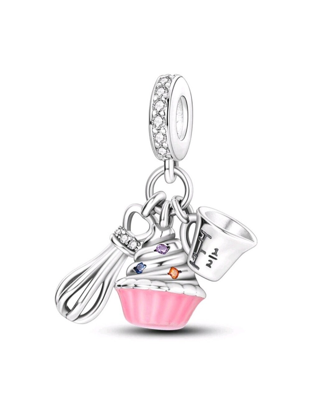 Sterling Silver Pink Cupcake & Baking Charm Bracelet Pendant 925 Plated 🧁🩷 NEW - Picture 5 of 8